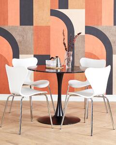 Tavolo da pranzo in marmo Nero con piano in MDF Nero base in metallo tavolo da cucina rotondo industriale da 90 cm Beliani