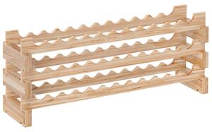 HOMCOM Scaffale Portabottiglie in Legno di Abete, Cantinetta Portabottiglie con 3 Ripiani per 36 Bottiglie e Peso Massimo 50 kg, 114x28x42.5 cm, Legno Naturale | Aosom Italy