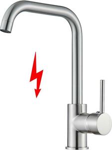 Ibenzoa® Miscelatore monocomando per cucina, girevole a 360° – acciaio inossidabile 304 (senza piombo), finitura nickel spazzolato, doccetta estraibile, adatto per lavelli singoli e doppi, attacco 3/8 di pollice