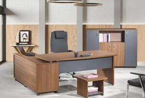 Gruppo ufficio scrivania angolare ufficio studio mobile 3 pezzi legno marrone