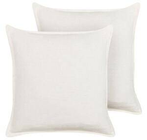 Set di 2 cuscini con federa rimovibile 45 x 45 cm color bianco camera da letto soggiorno Beliani