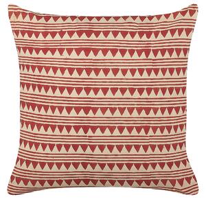 Set di 2 cuscini decorativi rosso e beige cotone 45 x 45 cm motivo geometrico fatto a mano rivestimento sfoderabile con imbottitura boho style Beliani
