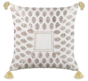 Set di 2 cuscini decorativi cotone multicolore 45 x 45 cm motivo geometrico nappe fatto a mano rivestimento sfoderabile con imbottitura boho style Beliani