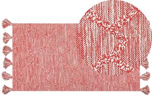 Tappeto rosso 80 x 150 cm cotone motivo geometrico soggiorno camera da letto Beliani