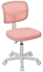 Vinsetto Sedia da Ufficio Ergonomica Senza Braccioli, Poltrona da Ufficio Girevole, Schienale Curvo in Mesh e Ruote, Rosa | Aosom Italy