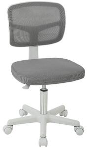 Vinsetto Sedia da Ufficio Ergonomica Senza Braccioli, Poltrona Girevole, Schienale Curvo in Rete e Ruote, Grigio | Aosom Italy