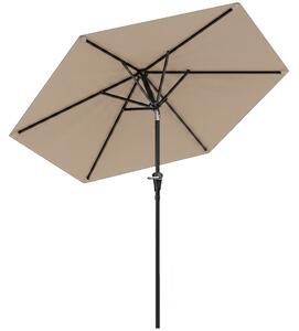 Outsunny Ombrellone da Giardino Inclinabile 2.3x2m con Apertura a Manovella e 6 Stecche, Cachi|Aosom
