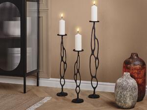 Set di 3 portacandele in metallo nero Tre misure di bastoncini per candele Moderno Beliani