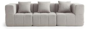 Divano componibile a 3 posti MILYSOFA SOFABULOUS, dal design lineare, in pregiato tessuto a riccioli, color beige pietra
