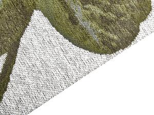 Tappeto verde in cotone con motivo a foglie per soggiorno 140 x 200 cm Rustico Boho Beliani