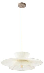 Lampada a sospensione Lucande, Novie, dimmerabile, Beige, Soggiorno, Tessuto / Tessile, Scandinavo