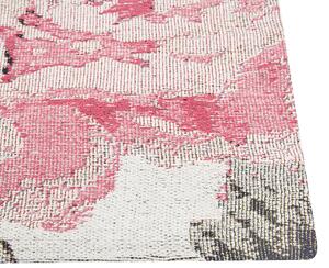 Tappeto in cotone Motivo fiori rosa 140 x 200 cm Rustico Boho Beliani
