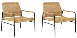 Set di 2 sedie da giardino naturale con telaio nero in rattan con struttura in metallo dal design moderno. Beliani