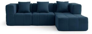 MILYSOFA SOFABULOUS: divano ad angolo modulare a 3 posti con chaise longue, raffinato tessuto bouclé, blu intenso