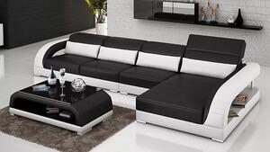 Divano angolare di design Divano angolare soggiorno Divano moderno imbottito in pelle Divano + tavolo Arredamento