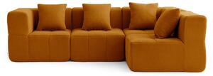 Divano ad angolo modulare a 4 posti MILYSOFA SOFABULOUS, raffinato tessuto a riccioli, color cannella