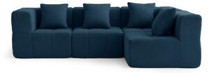 MILYSOFA SOFABULOUS: divano angolare modulare a 4 posti, in raffinato tessuto a riccioli, blu scuro