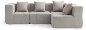 Divano angolare modulare a 4 posti MILYSOFA SOFABULOUS, raffinato tessuto a riccioli, beige pietra