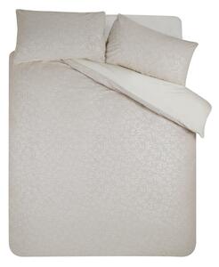 Set copripiumino e federa greige in jacquard per letto matrimoniale 200x200 cm Corded Leaves – Catherine Lansfield