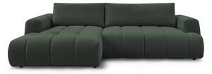 Divano angolare verde allungabile e con contenitore (penisola a sinistra/chaise lounge) con rivestimento in ciniglia Fuji – Bobochic Paris