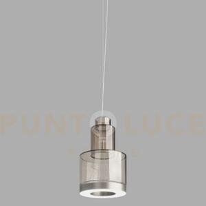 Medea sospensione 2 fume' trasparente acciaio satinato l2204 led 27