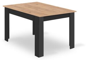 Tavolo da pranzo nero con piano in rovere dorato artigianale MADO 120x80