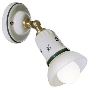 Applique una Luce in materiale Ceramico SAVOIA H 15 cm Sp 17 cm ? 9cm peso 0,55 kg - Attacco Lampada E14 interno esterno, Bianco Vintage