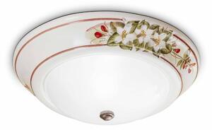 Plafoniera da Soffitto CON bordi in ceramica dipinti a mano CAPUA H 11 cm ? 32 cm peso 1 kg - Attacco Lampada E 27 interno esterno, Bianco Vintage