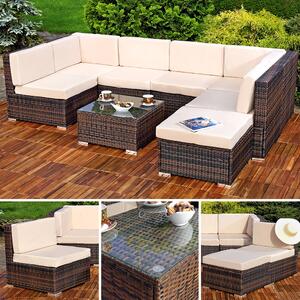 Mucola set da salotto in polyrattan mobili da giardino mobili in rattan set da giardino divano set da pranzo set da giardino - marrone