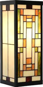 LumiLamp 5LL-6363 Lampada da parete Tiffany Beige Verde 14x16x40cm E27 Vetro Metallo