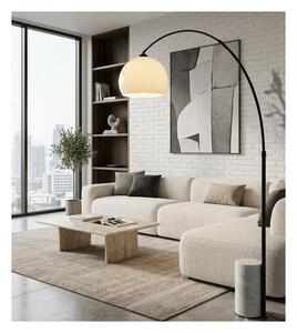 CURVE PIANTANA AD ARCO IN METALLO NERO ORO,BASE IN MARMO BIANCO E PARALUME D35 CM BIANCO MODERNA