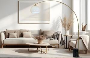 CURVE PIANTANA AD ARCO IN METALLO NERO ORO,BASE IN MARMO NERO E PARALUME D40 CM BIANCO MODERNA