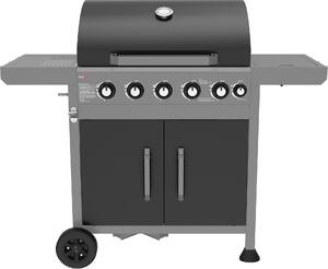 Griglia a gas 19kW, 5+1 bruciatori, 133x57x112cm, nero