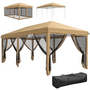 Outsunny Gazebo Pieghevole da Giardino con Zanzariera e Borsa di Trasporto, 585x295x270 cm, Beige | Aosom Italy