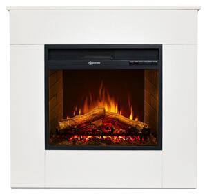 Camino elettrico caminetto da terra in legno bianco Italy MICHELANGELO 96x36x90h