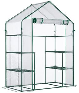 Outsunny Serra da Giardino con Porta avvolgibile, Mensole e Accessori Montaggio, in PE Impermeabile e Anti UV , 142x73x195cm, Verde | Aosom Italy