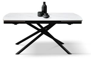 Tavolo allungabile in ceramica bianco statuario con gambe tubolari 140x90