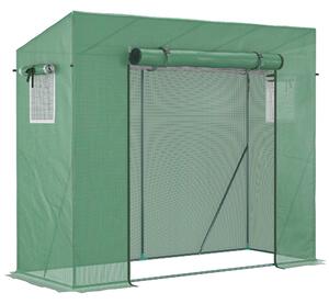 Outsunny Serra da Giardino con 2 Finestre e Porta Avvolgibile per Orto in Acciaio e Copertura in PE Anti-Raggi UV, 200x77x148-169cm, Verde|Aosom Italy