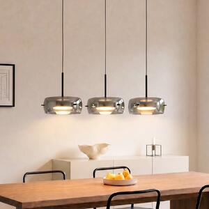 Lucande Lampada LED a sospensione Martis, nera, 3 luci, step-dim Martis Lucande, dimmerabile, Nero, Soggiorno / Sala da pranzo, Vetro, Moderno
