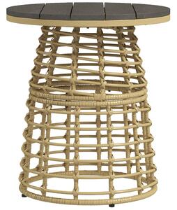 Outsunny Tavolino da giardino rotondo in resina dall'aspetto rattan metallo e piano composito, dim. Ø45 x 50H cm