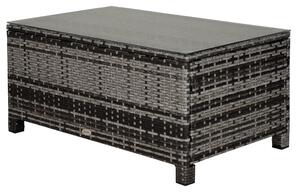 Outsunny Tavolino da Giardino con Piano in Vetro temperato 5 mm rattan intrecciato 85 x 50 x 39cm Max. 70 kg grigio