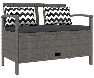 Outsunny Panca da giardino esterno 2 posti panca portatrucchi 160L in rotin PE con cuscino 2 cuscini 112 x 62 x 82 cm grigio