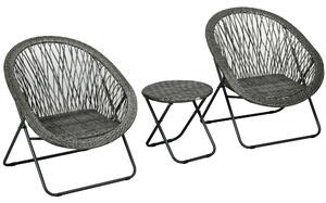 Outsunny Set da giardino esterno in resina con tavolo e sedie per 2 persone tavolo 2 sedie pieghevoli grigio