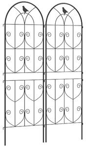 Outsunny Supporto per piante rampicanti con uccelli lotto di 2 griglie da giardino per verdure vite fiore metallo 50 x 150 cm nero