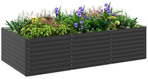 Outsunny Fioriera rialzata zincata rettangolare per esterno - fondo aperto - 240 x 120 x 60cm, Grigio