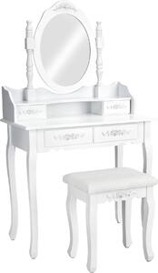 GGV 330 Comodino bianco con sgabello e specchio
