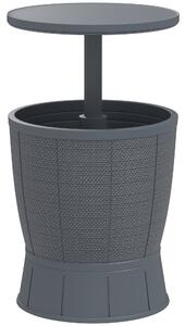 Outsunny Tavolo a glaciere 3 in 1, tavolo da cocktail con secchio per ghiaccio, piano telescopico per giardino, Ø 49 x 58-84 cm, grigio