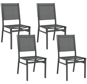 Outsunny Set di 4 sedie da giardino in alluminio e rivestimento in tessuto textilene per sala da pranzo esterna