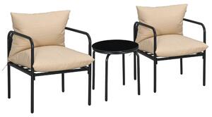 Set Giardino 3 Pezzi Outsunny - 2 Sedie Con Cuscini E Tavolino In Rattan E Acciaio Nero - Foto 7