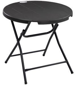 Tavolo da giardino Outsunny, tavolo rotondo pieghevole, Ø80 cm tavolino per 4 persone, tavolo da pranzo da giardino con aspetto decorativo in legno, per balcone, terrazza, grigio scuro